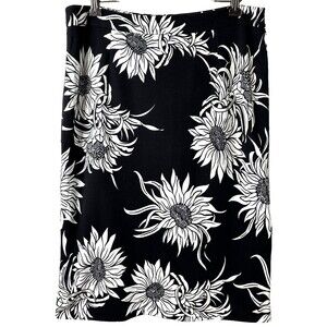 Anna Rachele Women's Floral Black & White Pencil Lined Midi Skirt Sz 8/44 Italy